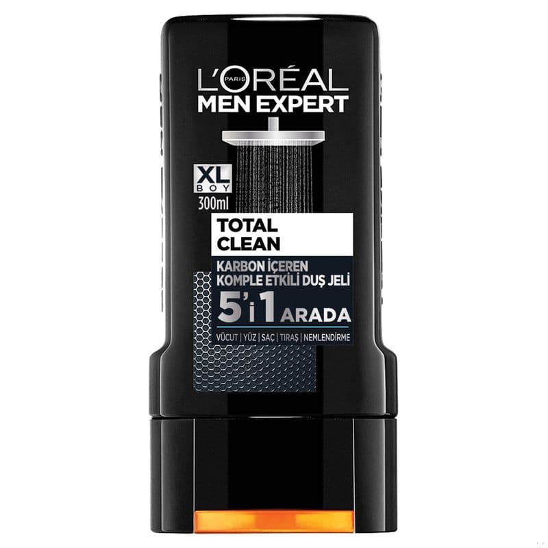 L'Oreal Paris Men Expert Total Clean 5'i 1 Arada Kömürlü 300 ml Duş Jeli